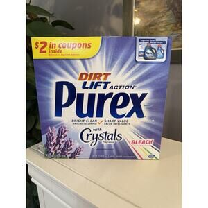 Vintage NOS Purex Dirt Lift Action With Crystals Laundry Detergent Lavender 50oz